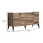 Μπουφές Lidya Megapap χρώμα καρυδί - μαύρο εφέ μαρμάρου 182x41x82,5εκ. - Image 6