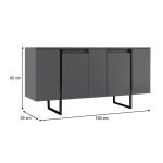 Μπουφές Luxe Megapap χρώμα ανθρακί 160x35x80εκ. - Image 5