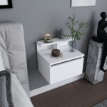 Κομοδίνο επιτοίχιο Arsen Megapap χρώμα λευκό 39,8x31,9x35εκ. - Image 2