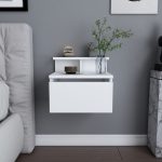 Κομοδίνο επιτοίχιο Arsen Megapap χρώμα λευκό 39,8x31,9x35εκ. - Image 3