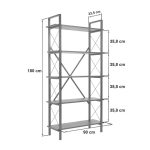 Βιβλιοθήκη Elysian Megapap χρώμα καρυδί - μαύρο 90x33,5x180εκ. - Image 5