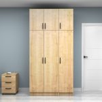 Ντουλάπα ρούχων Vivian Megapap τρίφυλλη με πατάρι χρώμα φυσικό οξιάς 120x51,8x240εκ. - Image 4