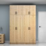 Ντουλάπα ρούχων Vivian Megapap τετράφυλλη με πατάρι χρώμα φυσικό οξιάς 160x51,8x240εκ. - Image 4