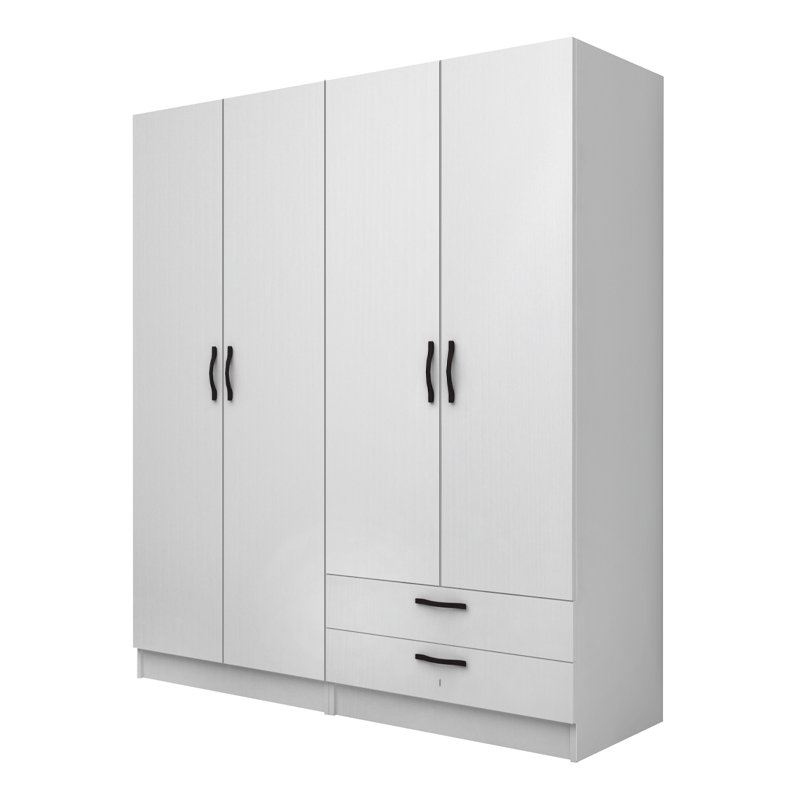 GP100-01131-0 Ντουλάπα ρούχων Vivian Megapap τετράφυλλη με συρτάρια χρώμα λευκό 160x51,8x181εκ. - Image 1