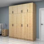 Ντουλάπα ρούχων Vivian Megapap πεντάφυλλη με πατάρι χρώμα φυσικό οξιάς 200x51,8x240εκ. - Image 3