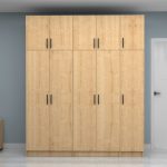 Ντουλάπα ρούχων Vivian Megapap πεντάφυλλη με πατάρι χρώμα φυσικό οξιάς 200x51,8x240εκ. - Image 4