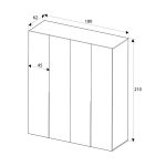 Ντουλάπα ρούχων Oryana Megapap τετράφυλλη χρώμα καρυδί 180x62x210εκ. - Image 6