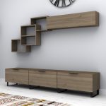Σύνθεση τηλεόρασης Heydar Megapap χρώμα καρυδί 210x35x40εκ. - Image 4