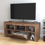 Έπιπλο τηλεόρασης Midili Megapap χρώμα καπνιστή καρυδιά 135x42x60,7εκ. - Image 2