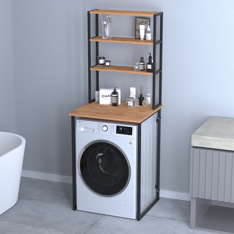GP041-01051-0 Έπιπλο πλυντηρίου Bobby Megapap χρώμα pine oak 67x60x178εκ. - Image 1