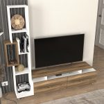 Σύνθεση τηλεόρασης Tulip Megapap χρώμα λευκό - καρυδί 160x29,5x160εκ. - Image 5