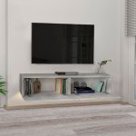 Έπιπλο τηλεόρασης επιτοίχιο Aristo Megapap με LED χρώμα λευκό εφέ μαρμάρου 135x31,6x25εκ. - Image 2