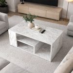 Τραπεζάκι σαλονιού Abdera Megapap χρώμα λευκό εφέ μαρμάρου 110x60x42εκ. - Image 3