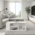 Τραπεζάκι σαλονιού Abdera Megapap χρώμα λευκό εφέ μαρμάρου 110x60x42εκ. - Image 4