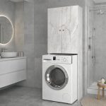 Έπιπλο πλυντηρίου Romme Megapap χρώμα λευκό εφέ μαρμάρου 65x27,1x180εκ. - Image 7