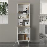 Έπιπλο κουζίνας Potter 2 Megapap χρώμα λευκό - rota oak 60x40x196,1εκ. - Image 2