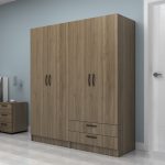 Ντουλάπα ρούχων Vivian Megapap τετράφυλλη με συρτάρια χρώμα καρυδί 160x51,8x181εκ. - Image 3