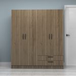 Ντουλάπα ρούχων Vivian Megapap τετράφυλλη με συρτάρια χρώμα καρυδί 160x51,8x181εκ. - Image 4