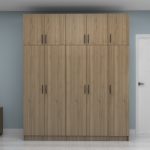 Ντουλάπα ρούχων Vivian Megapap πεντάφυλλη με πατάρι χρώμα καρυδί 200x51,8x240εκ. - Image 4