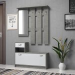 Έπιπλο εισόδου Raynold Megapap χρώμα γκρι σκυροδέματος - λευκό 100x30x180εκ.