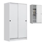 Ντουλάπα ρούχων Regio Megapap δίφυλλη συρόμενη χρώμα λευκό 100x60x181εκ.