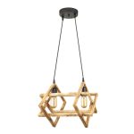 Φωτιστικό οροφής Pedora Megapap E27 ξύλινο δίφωτο χρώμα φυσικό 40x22x80εκ.