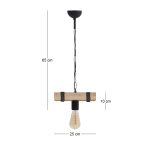 Φωτιστικό οροφής Vero Megapap E27 ξύλινο μονόφωτο χρώμα φυσικό - μαύρο 25x8x65εκ. - Image 4