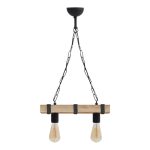 Φωτιστικό οροφής Vero Megapap E27 ξύλινο δίφωτο χρώμα φυσικό - μαύρο 40x8x65εκ.