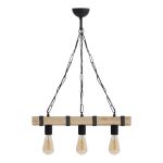 Φωτιστικό οροφής Vero Megapap E27 ξύλινο τρίφωτο χρώμα φυσικό - μαύρο 50x8x65εκ.