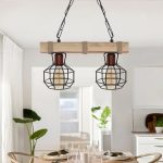 Φωτιστικό οροφής Lumenia Megapap E27 ξύλινο - μεταλλικό δίφωτο χρώμα φυσικό - μαύρο 40x14x80εκ. - Image 2