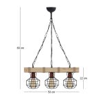 Φωτιστικό οροφής Lumenia Megapap E27 ξύλινο - μεταλλικό τρίφωτο χρώμα φυσικό - μαύρο 50x14x80εκ. - Image 4