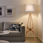 Φωτιστικό δαπέδου Solen Megapap E27 ξύλινο - ύφασμα PVC χρώμα καρυδί - μπεζ 45x45x155εκ. - Image 2