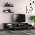 Έπιπλο τηλεόρασης Gara Megapap χρώμα ανθρακί 180x29,8x42εκ. - Image 2