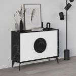 Μπουφές Gora Megapap χρώμα μαύρο εφέ μαρμάρου - λευκό 110x35,6x82εκ.