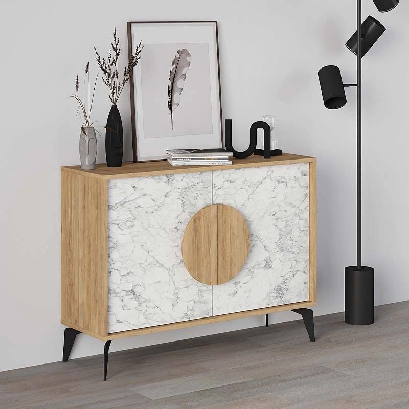 GP037-00823-0 Μπουφές Gora Megapap χρώμα sapphire oak - λευκό εφέ μαρμάρου 110x35,6x82εκ. - Image 1