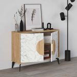 Μπουφές Gora Megapap χρώμα sapphire oak - λευκό εφέ μαρμάρου 110x35,6x82εκ. - Image 2