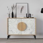 Μπουφές Gora Megapap χρώμα sapphire oak - λευκό εφέ μαρμάρου 110x35,6x82εκ. - Image 3