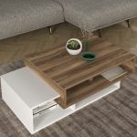 Τραπεζάκι σαλονιού Tab Megapap χρώμα λευκό - καρυδί 105x60x32εκ. - Image 2