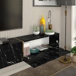 Έπιπλο τηλεόρασης επιτοίχιο Figure Megapap με LED χρώμα μαύρο εφέ μαρμάρου 181,8x31,7x30εκ. - Image 4