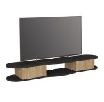 Έπιπλο τηλεόρασης επιτοίχιο Perk Megapap με LED χρώμα ανθρακί - sepet oak 150x35x19,2εκ. - Image 5