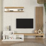 Σύνθεση τηλεόρασης Dumont Megapap χρώμα λευκό - sepet oak 240x36,8x200εκ. - Image 2