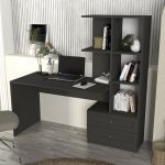 Γραφείο εργασίας Mantra Megapap χρώμα ανθρακί 150x60x152εκ. - Image 2