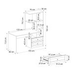 Γραφείο εργασίας Mantra Megapap χρώμα ανθρακί 150x60x152εκ. - Image 7