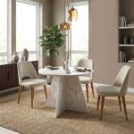 Τραπέζι Tailor Megapap χρώμα λευκό εφέ μαρμάρου Ø100x75,7εκ. - Image 3