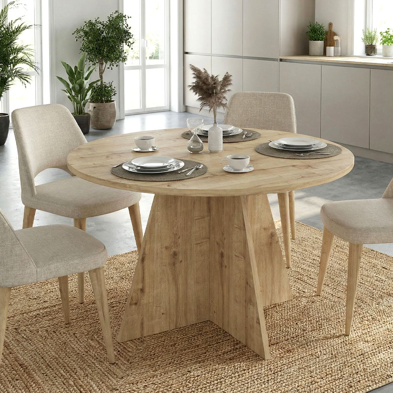 GP042-03711-0 Τραπέζι Tailor Megapap χρώμα sapphire oak Ø120x75,7εκ. - Image 1