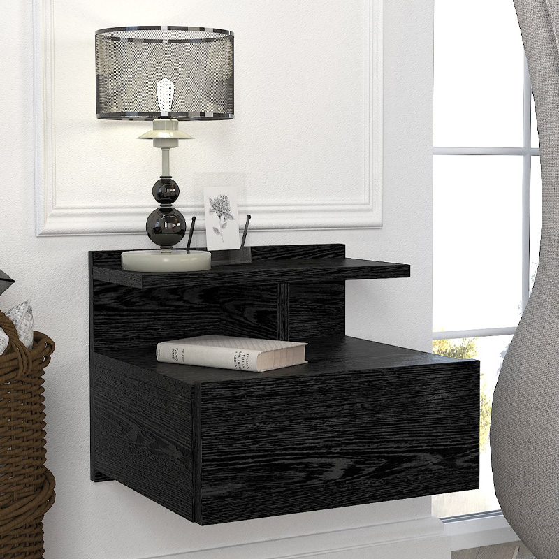 GP042-03851-0 Κομοδίνο επιτοίχιο Mislina Megapap χρώμα sencron black 40x33,2x32εκ. - Image 1