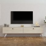 Έπιπλο τηλεόρασης Paris Megapap χρώμα travertine 160x25x35εκ. - Image 3