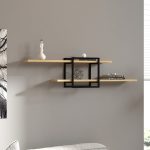 Ραφιέρα τοίχου Mone Megapap χρώμα sapphire oak - μαύρο 120x18x30εκ.