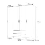 Ντουλάπα ρούχων Ricardo Megapap τετράφυλλη με συρτάρια χρώμα φυσικό οξιάς 160x51,8x181εκ. - Image 5