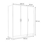 Ντουλάπα ρούχων Victoria Megapap τρίφυλλη χρώμα λευκό 150x60x181εκ. - Image 5